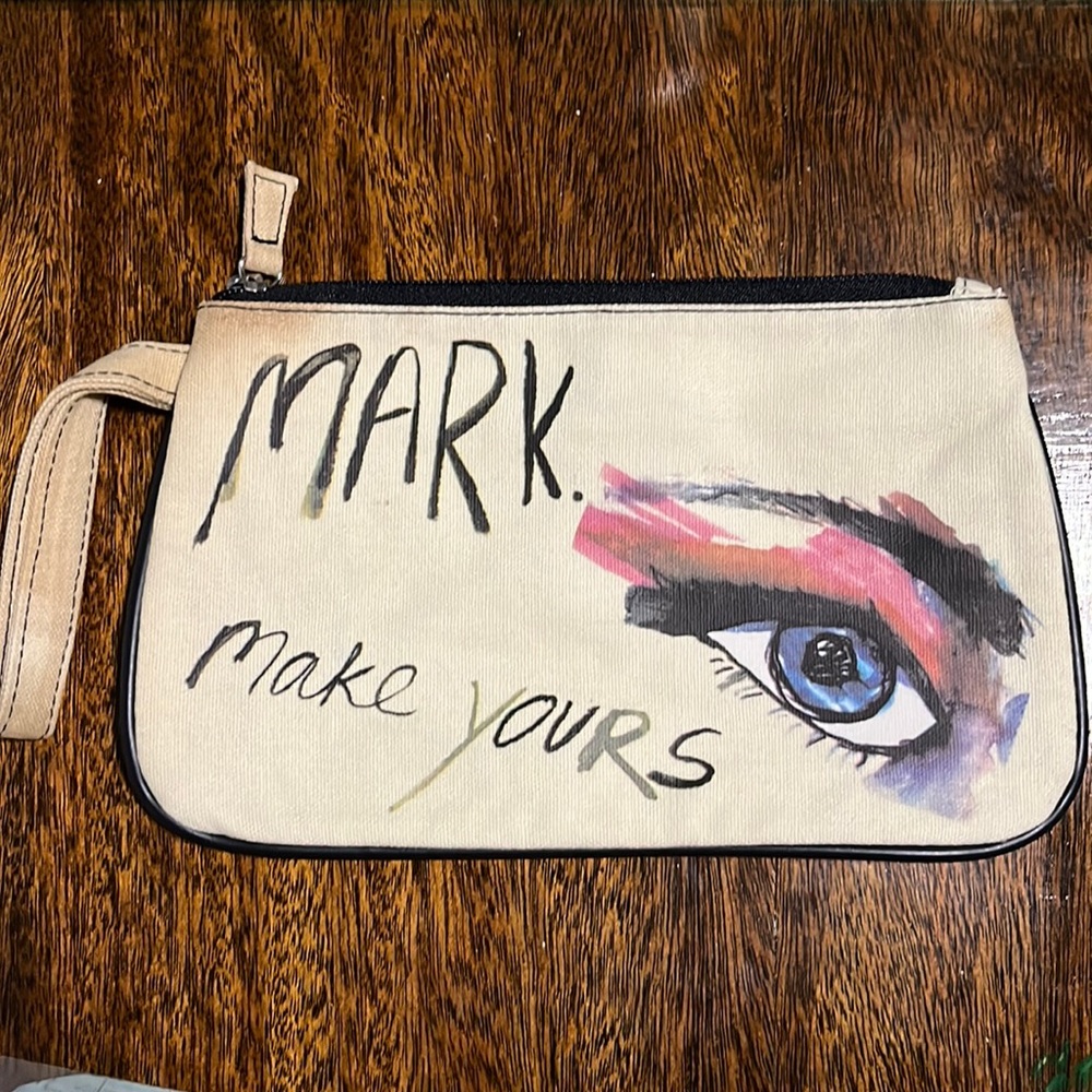 mark. brand makeup bag with wrist strap